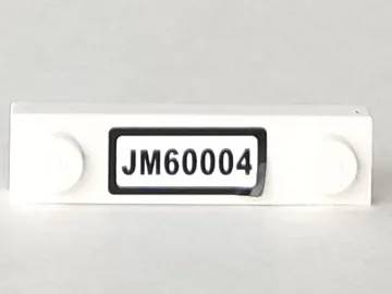 Plate, Modified 1 x 4 with 2 Studs without Groove with 'JM60004' Pattern (Sticker) - Set 60004