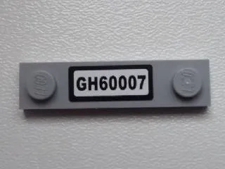 Plate, Modified 1 x 4 with 2 Studs without Groove with 'GH60007' Pattern (Sticker) - Set 60007