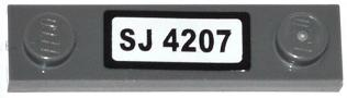 Plate, Modified 1 x 4 with 2 Studs without Groove with 'SJ 4207' Pattern (Sticker) - Set 4207