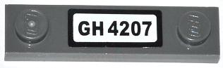 Plate, Modified 1 x 4 with 2 Studs without Groove with 'GH 4207' Pattern (Sticker) - Set 4207