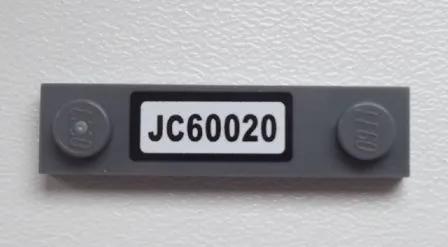 Plate, Modified 1 x 4 with 2 Studs without Groove with 'JC60020' Pattern (Sticker) - Set 60020