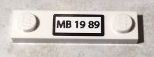 Plate, Modified 1 x 4 with 2 Studs without Groove with 'MB 19 89' Pattern (Sticker) - Set 76004
