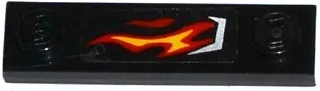 Plate, Modified 1 x 4 with 2 Studs without Groove with Silver Vent and Red and Yellow Flame on Transparent Background Pattern Model Right Side (Sticker) - Set 70222