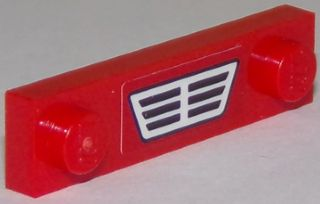 Plate, Modified 1 x 4 with 2 Studs without Groove with Black and White Car Grille on Red Background Pattern (Sticker) - Set 60107