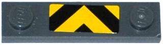 Plate, Modified 1 x 4 with 2 Studs without Groove with Black and Yellow Chevron Danger Stripes Pattern (Sticker) - Set 60079