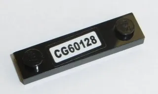 Plate, Modified 1 x 4 with 2 Studs without Groove with 'CG60128' Pattern (Sticker) - Set 60128