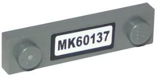 Plate, Modified 1 x 4 with 2 Studs without Groove with 'MK60137' Pattern (Sticker) - Set 60137