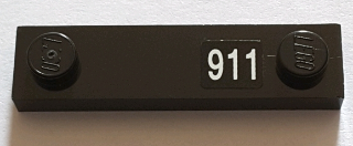 Plate, Modified 1 x 4 with 2 Studs without Groove with White '911' Pattern on Right (Sticker) - Set 71016