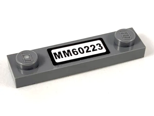 Plate, Modified 1 x 4 with 2 Studs without Groove with 'MM60223' Pattern (Sticker) - Set 60223
