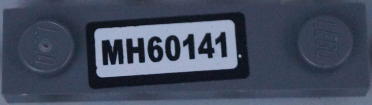 Plate, Modified 1 x 4 with 2 Studs without Groove with 'MH60141' Pattern (Sticker) - Set 60141