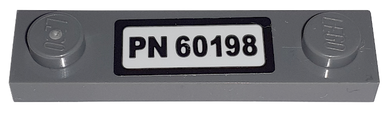 Plate, Modified 1 x 4 with 2 Studs without Groove with 'PN 60198' Pattern (Sticker) - Set 60198