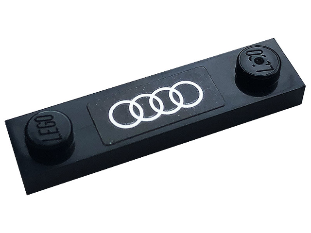 Plate, Modified 1 x 4 with 2 Studs without Groove with Audi Logo Pattern (Sticker) - Set 76897