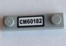 Plate, Modified 1 x 4 with 2 Studs without Groove with 'CM60182' Pattern (Sticker) - Set 60182