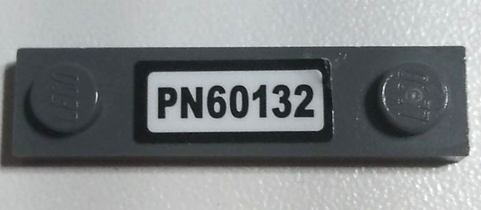 Plate, Modified 1 x 4 with 2 Studs without Groove with 'PN60132' Pattern (Sticker) - Set 60132