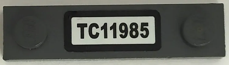 Plate, Modified 1 x 4 with 2 Studs without Groove with 'TC11985' Pattern (Sticker) - Set 76067