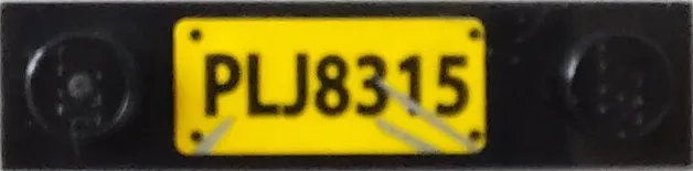 Plate, Modified 1 x 4 with 2 Studs without Groove with 'PLJ8315' and Silver Scratches Pattern (Sticker) - Set 75933