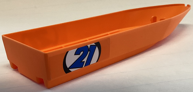 Boat, Hull Unitary 28 x 8, Base with Blue '21' in White Circle Pattern on Both Sides (Stickers) - Set 60085
