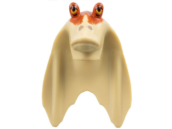 Minifigure, Head, Modified SW Gungan Flat Eyes with Dark Orange Top Pattern