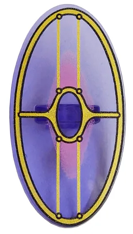Minifigure, Shield Elliptical with SW Gungan Patrol Shield with Dark Pink Glow in Center Pattern
