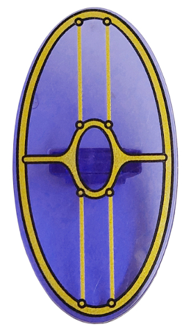 Minifigure, Shield Elliptical with SW Gungan Patrol Shield without Dark Pink Glow in Center Pattern