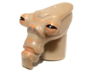Minifigure, Head, Modified SW Geonosian with Black Eyes Pattern