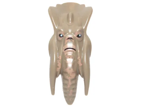 Minifigure, Head, Modified SW Geonosian Poggle the Lesser with Black Eyes, Nose and Mouth Pattern