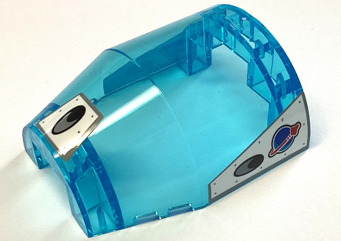 Windscreen 7 x 6 x 2 2/3 Canopy with Blue and Red Classic Space Logo, Black and Light Bluish Gray Air Intake Vents Pattern on Both Sides (Stickers) - Sets 60349 / 60350