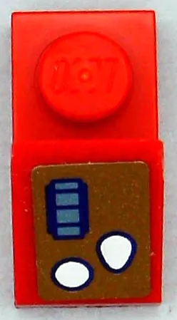 Slope 45 2 x 1 with 2/3 Cutout with Control Panel with White Buttons and Metallic Light Blue Rectangles with Dark Purple Outline on Gold Background Pattern Model Left Side (Sticker) - Set 41239