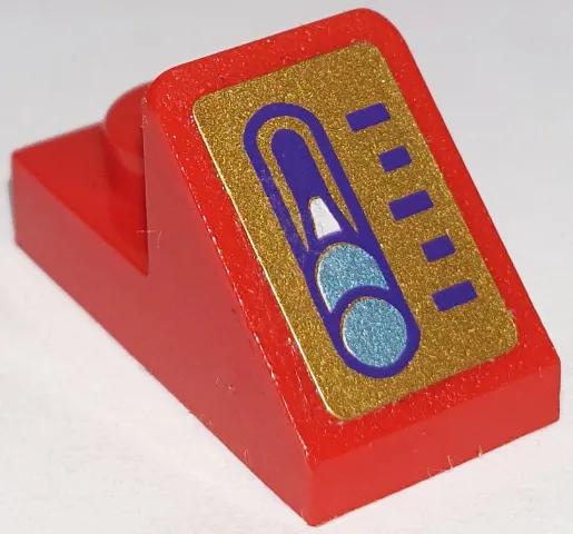 Slope 45 2 x 1 with 2/3 Cutout with Gold Control Panel with Metallic Light Blue Lever and Dark Purple Lines Pattern Model Right Side (Sticker) - Set 41239