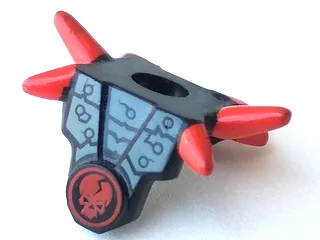 Minifigure Armor Breastplate with Shoulder Spikes Red and Red Cracked Skull in Circle Pattern