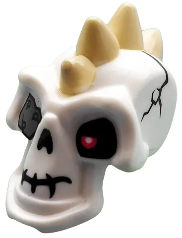 Minifigure, Head, Modified Skull with Tan Spikes and Metal Eye Patch Pattern