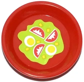 Friends Accessories Dish, Round with Salad Pattern (Sticker) - Set 41034