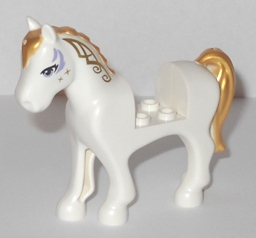 Horse, Friends Style with 2 x 2 Cutout with Lavender Eyes and Face Decoration, Gold Mane and Tail Pattern