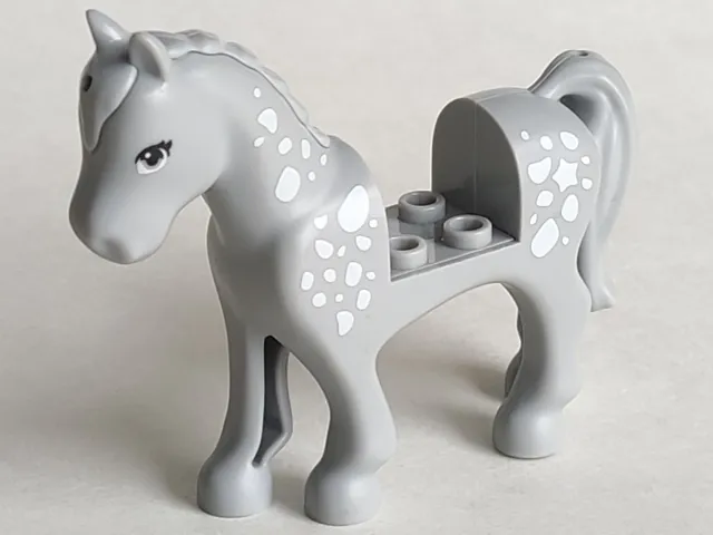 Horse, Friends Style with 2 x 2 Cutout with Light Bluish Gray Eyes, Black Eyelashes, White Spots Pattern