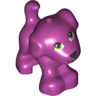 Dog, Friends Style, Puppy, Standing with Lime Eyes, Black Nose and Metallic Pink Tongue Pattern