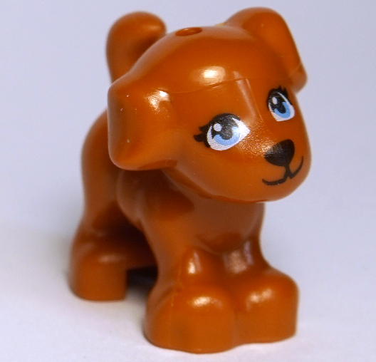 Dog, Friends Style, Puppy, Standing with Bright Light Blue Eyes with Eyelashes, Black Nose and Mouth Pattern (Coco)