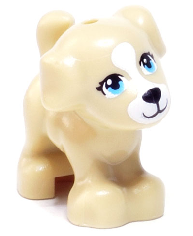 Dog, Friends Style, Puppy, Standing with Medium Azure Eyes without Outline, Black Nose and Mouth, White Blaze and Muzzle Pattern