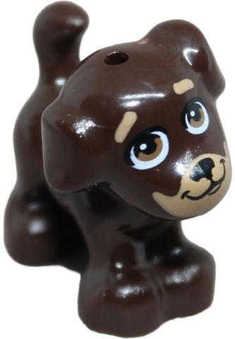 Dog, Friends Style, Puppy, Standing with Medium Nougat Eyes, Black Nose and Mouth, Nougat Muzzle and Eyebrows Pattern (Maple)