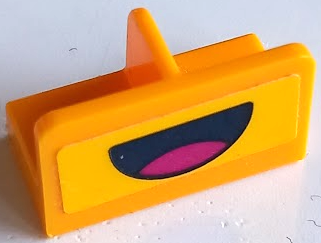 Panel 1 x 2 x 1 with Rounded Corners and Center Divider with Black Open Mouth Smile with Magenta Tongue Pattern (Sticker) - Set 41373