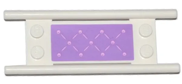 Minifigure, Utensil Stretcher without Bottom Hinges with Medium Lavender Mattress with Bright Pink Buttons Pattern (Sticker) - Set 41036