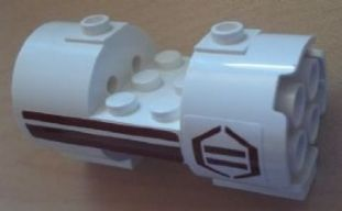 Cylinder 3 x 6 x 2 2/3 Horizontal - Square Connections with Dark Red Stripes and Hexagon Pattern Left (Stickers) - Set 8085