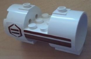 Cylinder 3 x 6 x 2 2/3 Horizontal - Square Connections with Dark Red Stripes and Hexagon Pattern Right (Stickers) - Set 8085