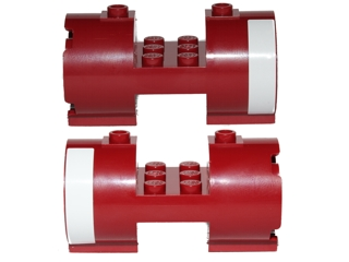 Cylinder 3 x 6 x 2 2/3 Horizontal - Square Connections with White Stripe Pattern on Both Sides (Stickers) - Set 75003