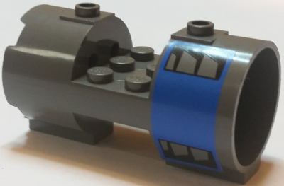 Cylinder 3 x 6 x 2 2/3 Horizontal - Square Connections with Vents on Blue Background Pattern on Both Sides (Stickers) - Set 7962