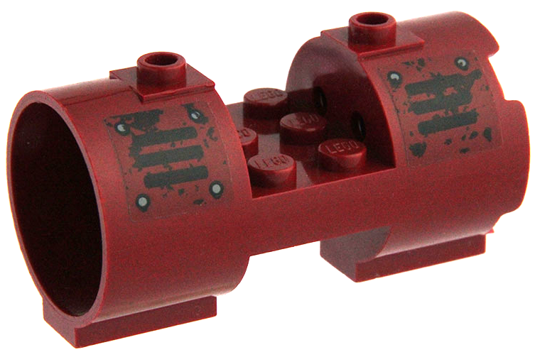 Cylinder 3 x 6 x 2 2/3 Horizontal - Square Connections with Black Vents and Rivets Pattern Model Left Side (Stickers) - Set 70009