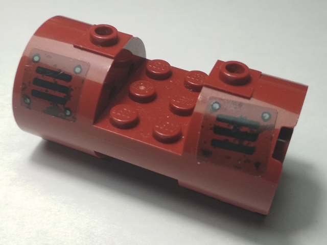 Cylinder 3 x 6 x 2 2/3 Horizontal - Square Connections with Black Vents and Rivets Pattern Model Left Side (Stickers) - Set 70009