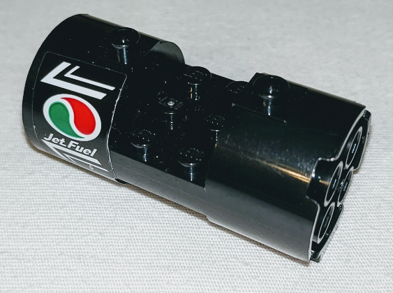 Cylinder 3 x 6 x 2 2/3 Horizontal - Square Connections with Octan Logo and 'Jet Fuel' Pattern Model Left Side (Sticker) - Set 60178