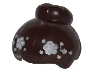 Minifigure, Hair Female with Top Knot Bun and White and Silver Flowers Pattern