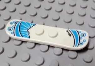 Minifigure, Utensil Snowboard Small with Dark Azure Circles and Curved Stripes, Black Dots and '48mm' Pattern