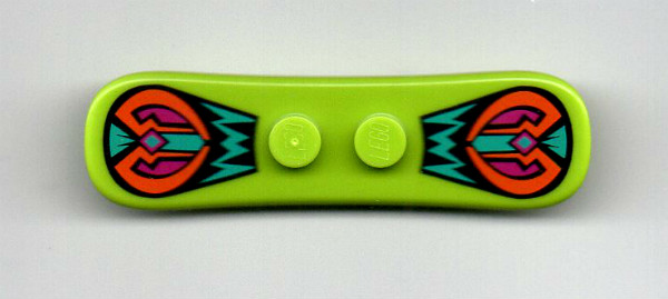 Minifigure, Utensil Snowboard Small with Black, Dark Turquoise, Orange and Magenta Decoration Pattern (BAM)